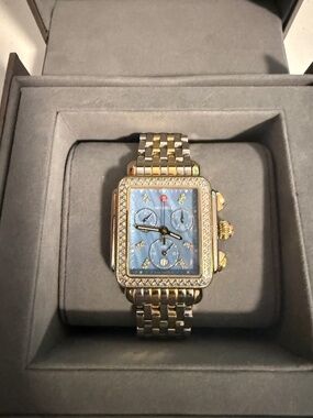 MICHELE Deco Chronograph Two-Tone Diamond Stainless Steel Watch MWW06A000789